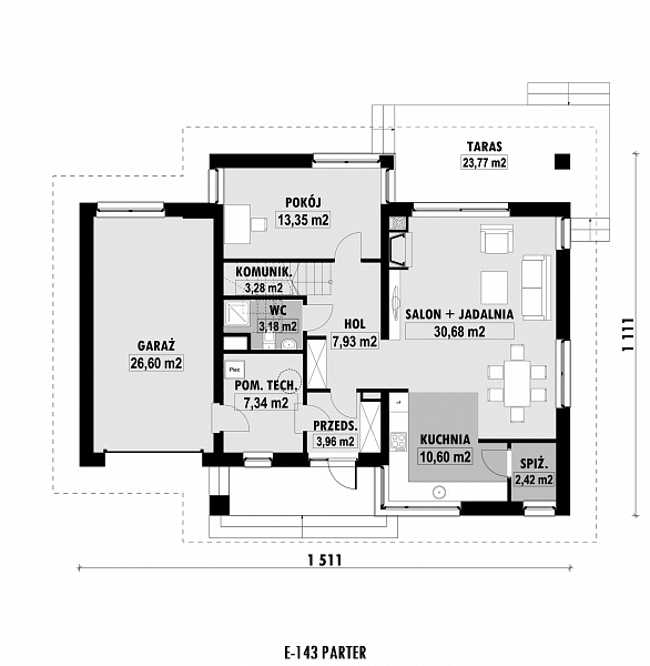 Rzut parteru POW. 109,3 m²