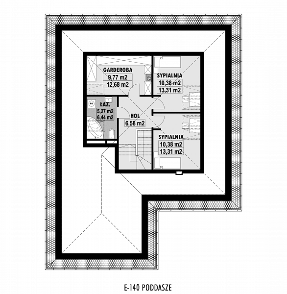 Rzut poddasza POW. 52,3 m²