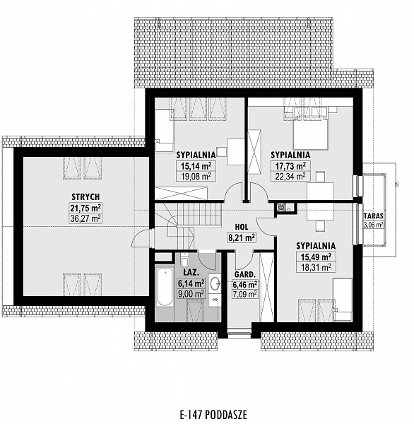 Rzut poddasza POW. 123,4 m²