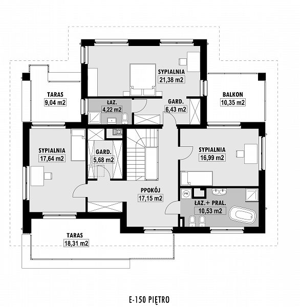 Rzut piętra POW. 137,7 m²