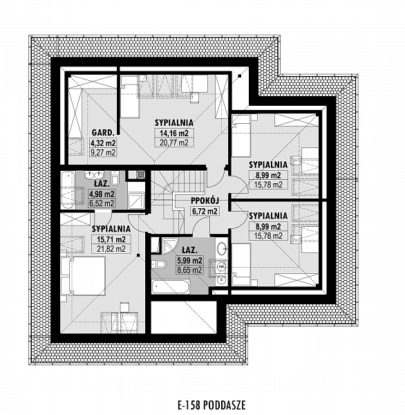 Rzut poddasza POW. 105,3 m²