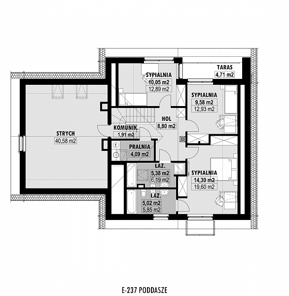 Rzut poddasza POW. 117,6 m²