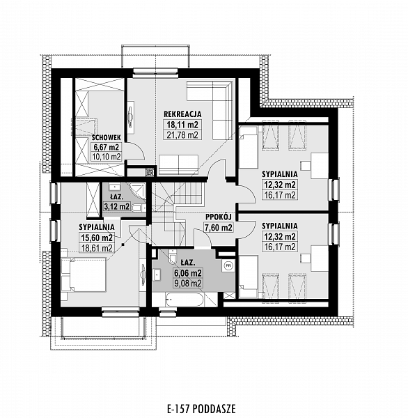 Rzut poddasza POW. 102,6 m²