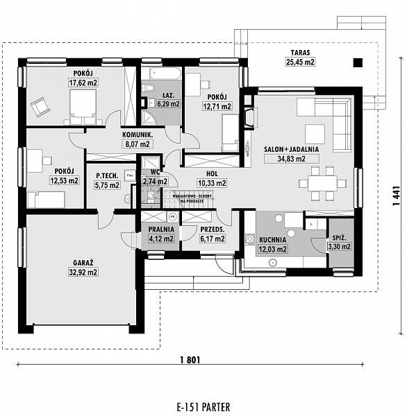 Rzut parteru POW. 169,4 m²