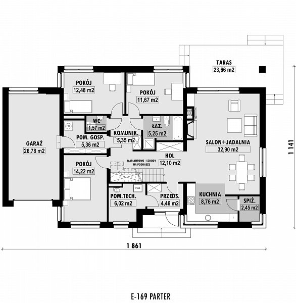 Rzut parteru POW. 149,4 m²