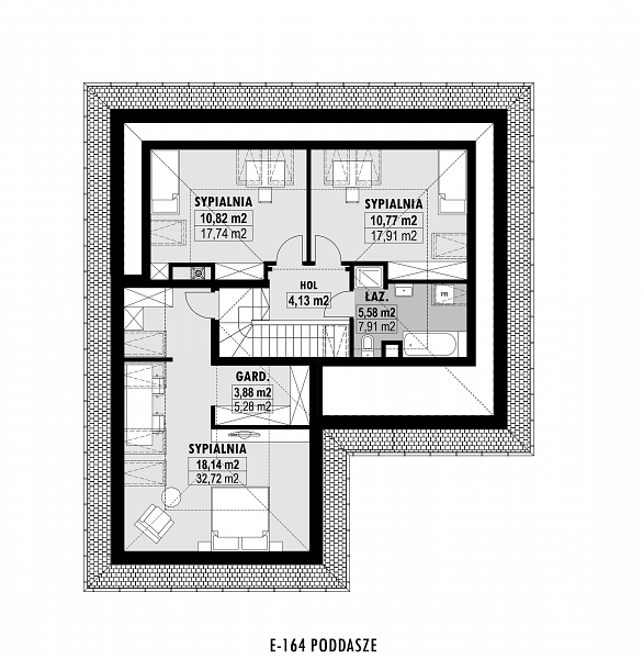 Rzut poddasza POW. 85,7 m²