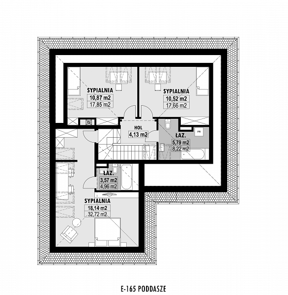 Rzut poddasza POW. 85,5 m²