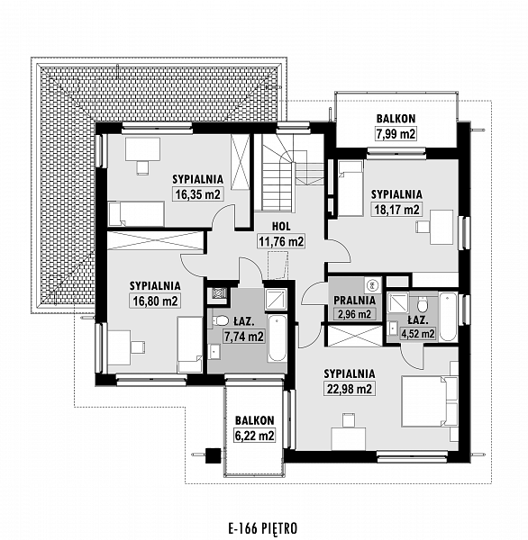 Rzut piętra POW. 115,5 m²