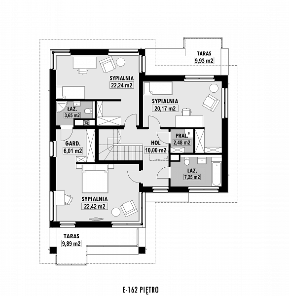 Rzut piętra POW. 114,0 m²