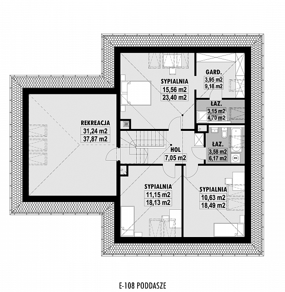 Rzut poddasza POW. 125,0 m²