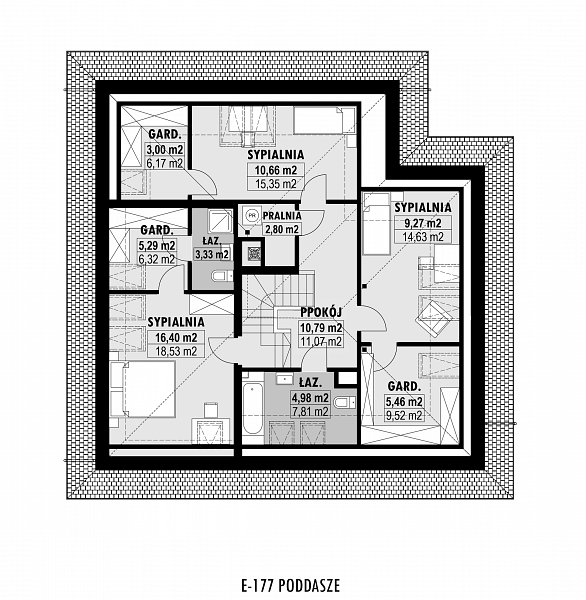 Rzut poddasza POW. 95,5 m²
