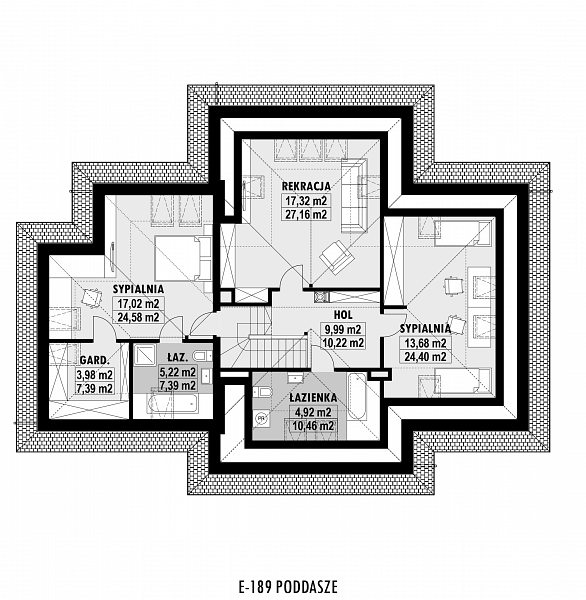 Rzut poddasza POW. 111,6 m²