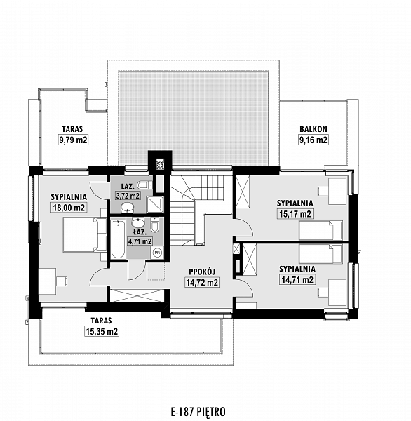 Rzut piętra POW. 105,3 m²