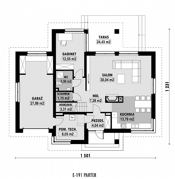 Rzut parteru POW. 112,3 m²