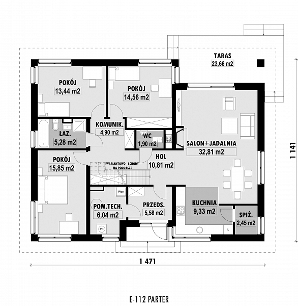 Rzut parteru POW. 245,9 m²