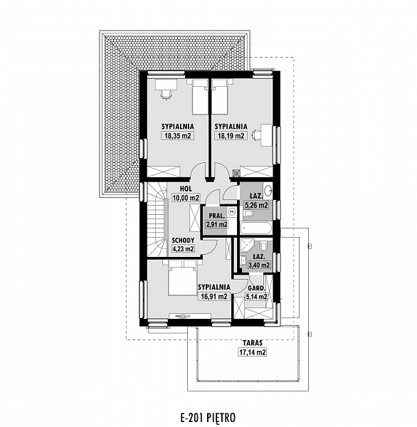 Rzut piętra POW. 101,5 m²