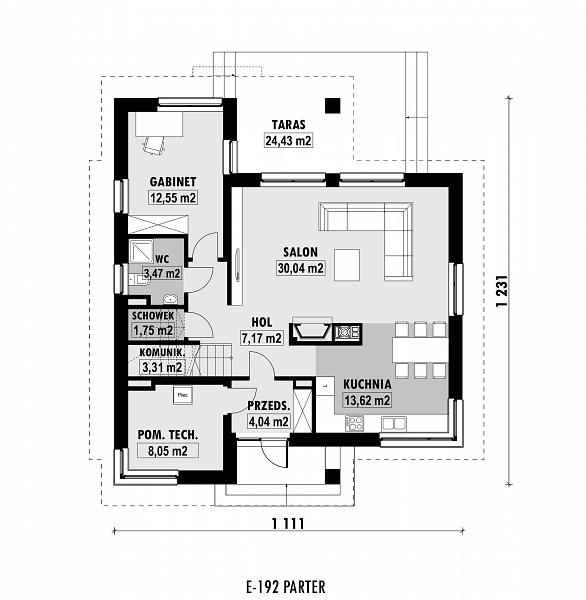 Rzut parteru POW. 84,0 m²
