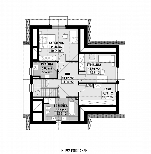 Rzut poddasza POW. 77,6 m²