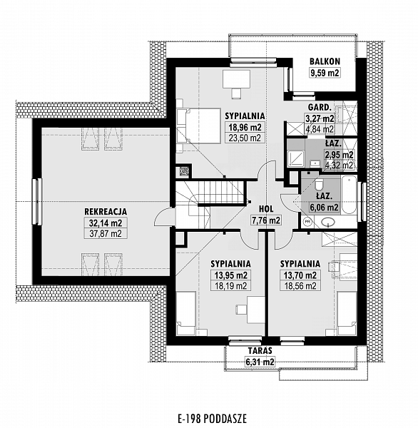 Rzut poddasza POW. 137,0 m²