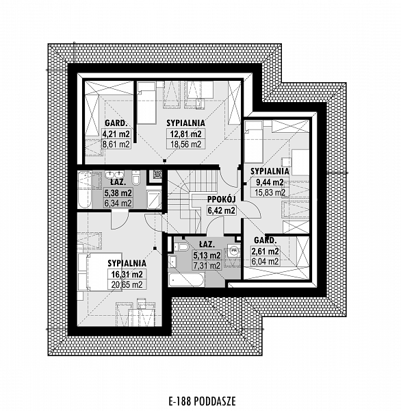 Rzut poddasza POW. 89,8 m²