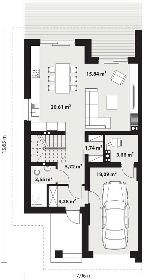 Rzut parteru lustro POW. 0,0 m²