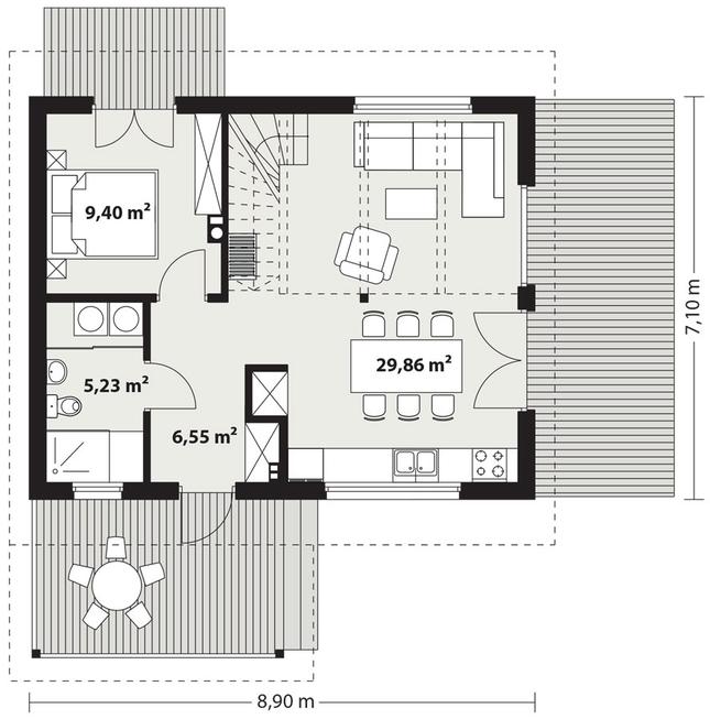 Rzut parteru POW. 51,0 m²