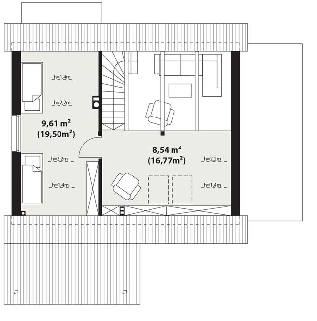 Rzut poddasza POW. 36,3 m²