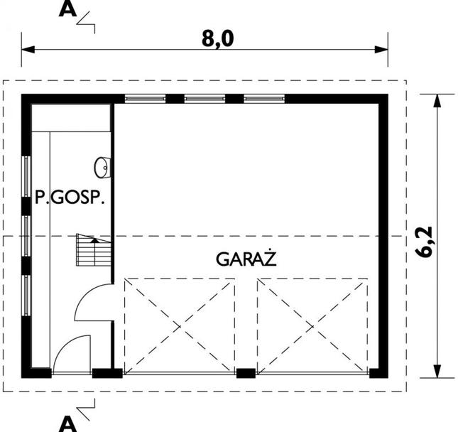 Rzut parteru lustro POW. 43,1 m²