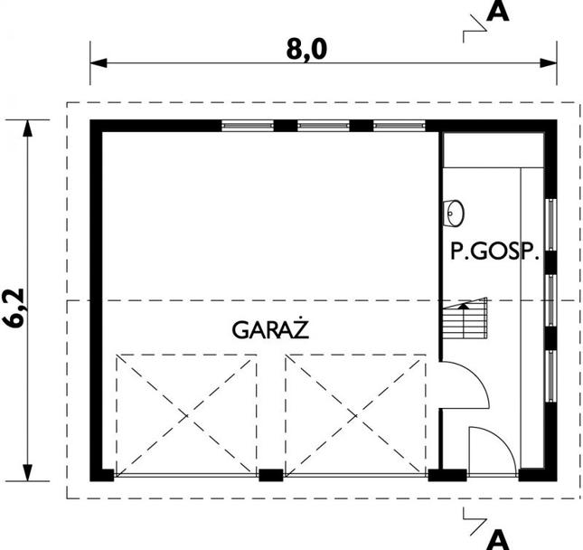 Rzut parteru POW. 43,1 m²