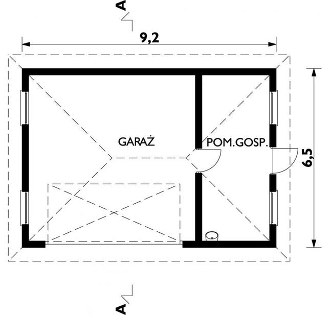 Rzut parteru POW. 51,6 m²