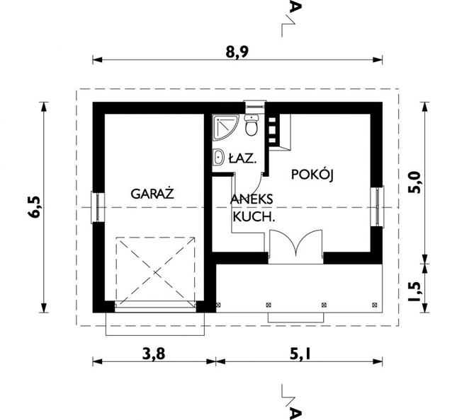 Rzut parteru lustro POW. 37,4 m²