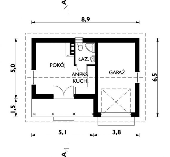 Rzut parteru POW. 37,4 m²