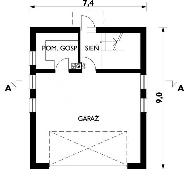 Rzut parteru POW. 55,9 m²