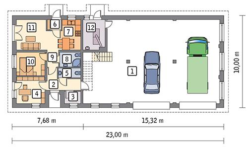Rzut parteru POW. 187,4 m²