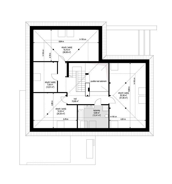 Rzut poddasza POW. 142,7 m²