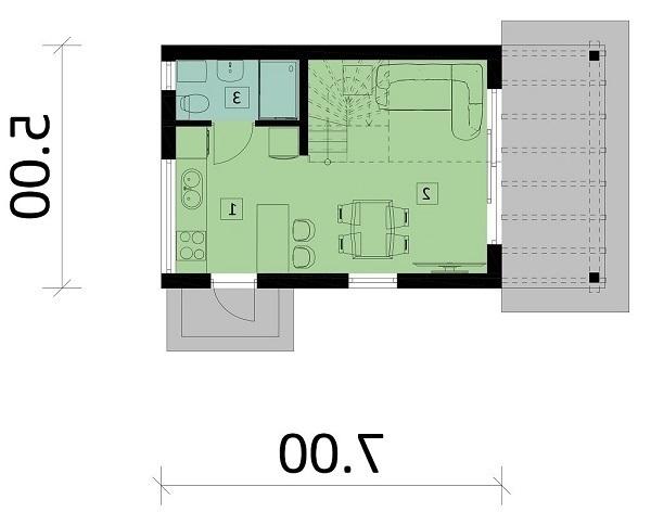 Rzut parteru lustro POW. 27,4 m²
