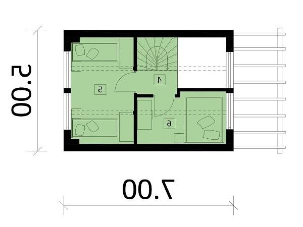Rzut poddasza lustro POW. 21,6 m²