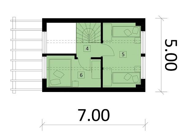 Rzut poddasza POW. 21,6 m²
