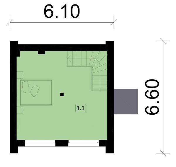 Rzut poddasza POW. 25,7 m²