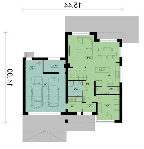 Rzut parteru lustro POW. 139,8 m²