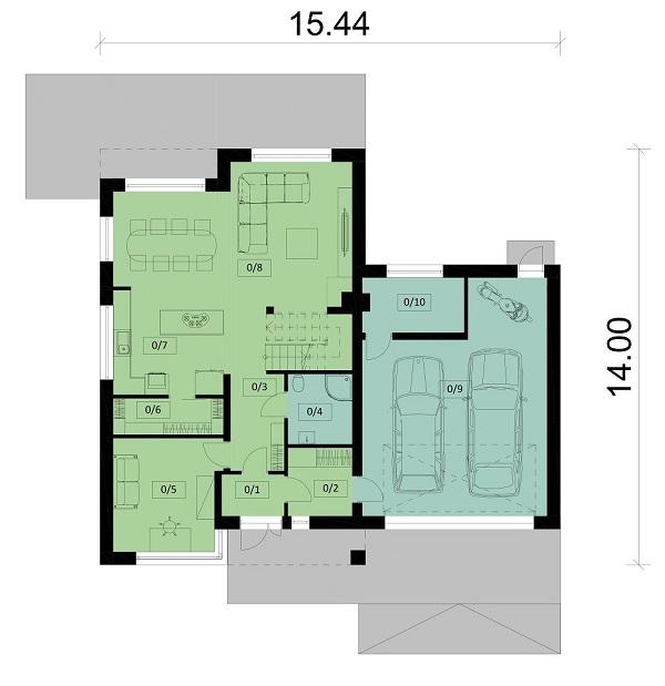 Rzut parteru POW. 139,8 m²