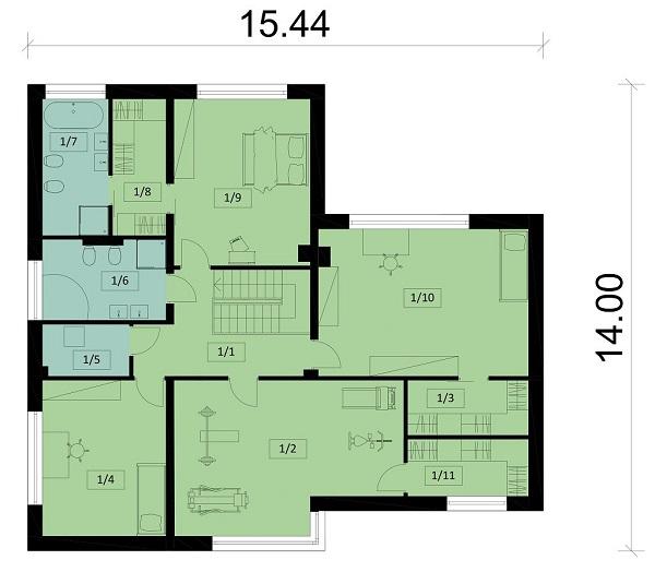 Rzut piętra POW. 145,8 m²