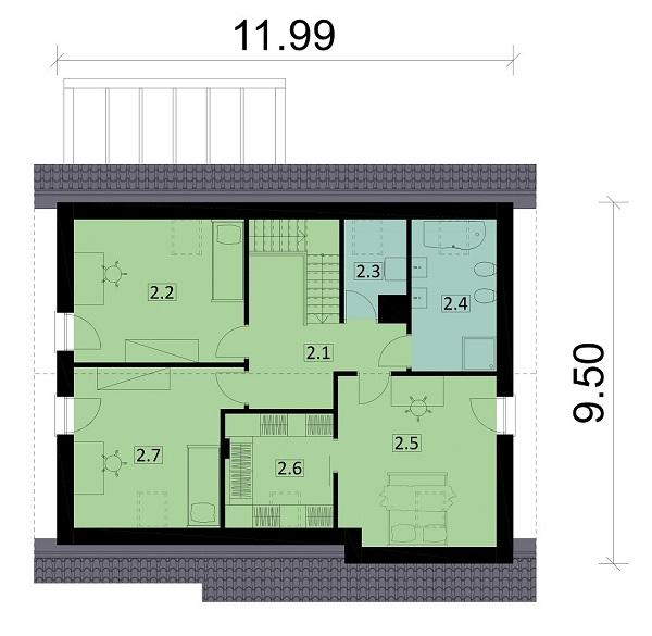 Rzut poddasza POW. 85,4 m²