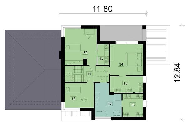 Rzut piętra POW. 100,4 m²
