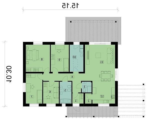 Rzut parteru lustro POW. 126,5 m²