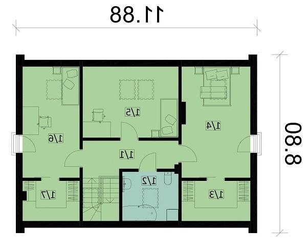 Rzut poddasza lustro POW. 76,6 m²