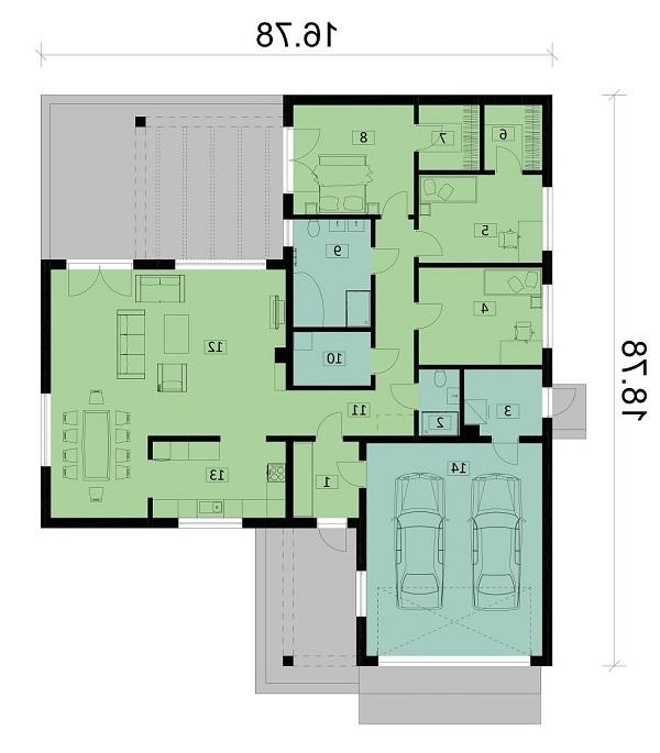 Rzut parteru lustro POW. 190,3 m²