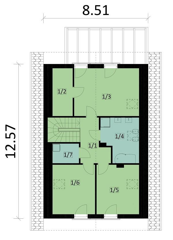Rzut poddasza POW. 77,7 m²