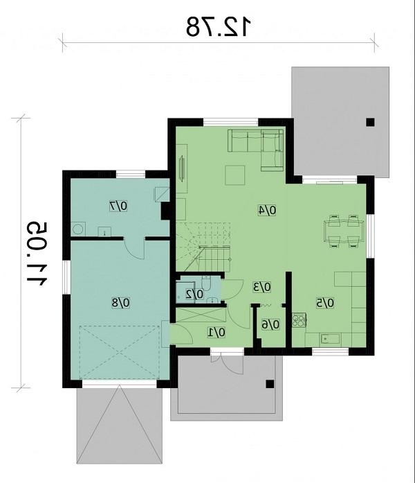 Rzut parteru lustro POW. 92,7 m²