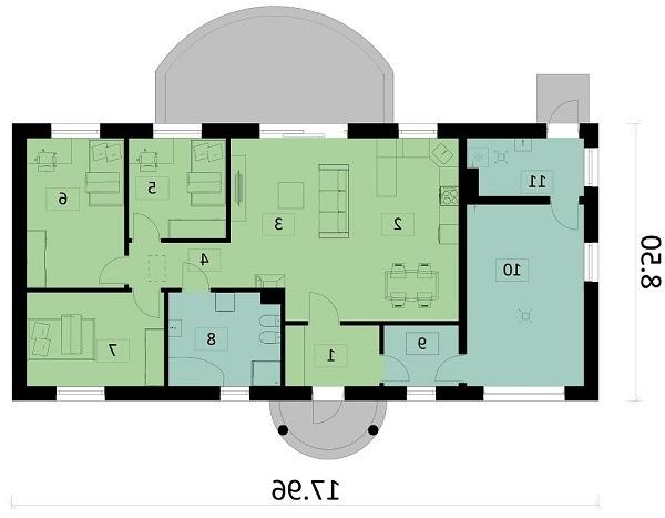 Rzut parteru lustro POW. 123,1 m²